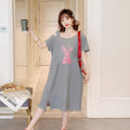 Plus Size Cotton Rabbit Off Shoulder T Shirt Dress