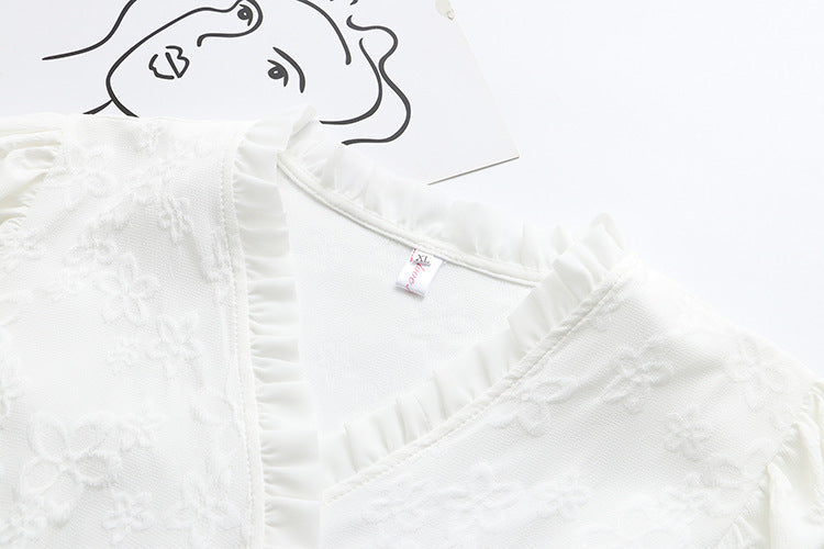 Plus Size White V Neck Lace Peplum Blouse