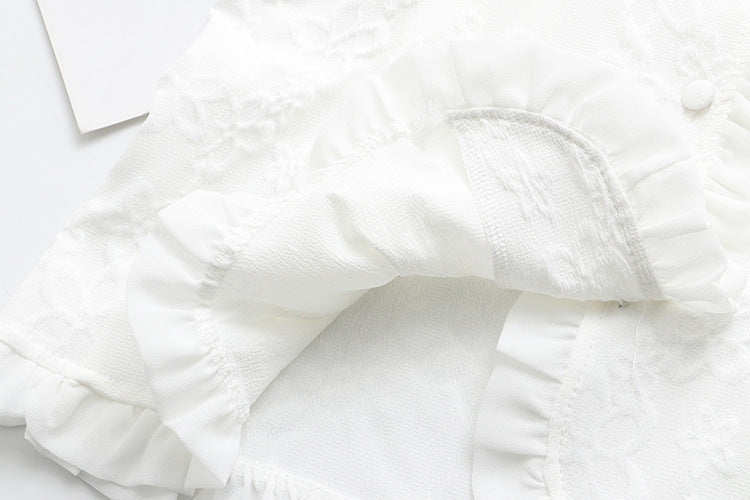 Plus Size White V Neck Lace Peplum Blouse
