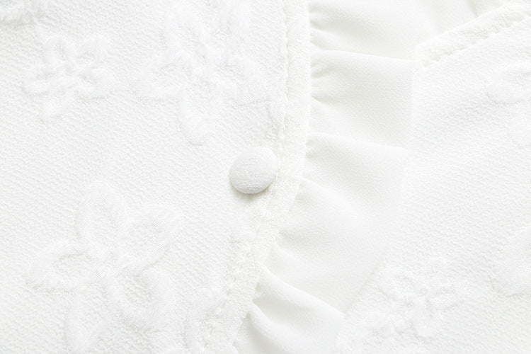 Plus Size White V Neck Lace Peplum Blouse