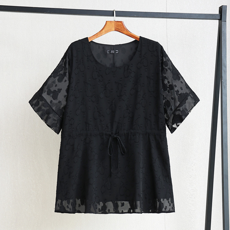 Plus Size Tectured Floral Babydoll Blouse (Extra Big Size)