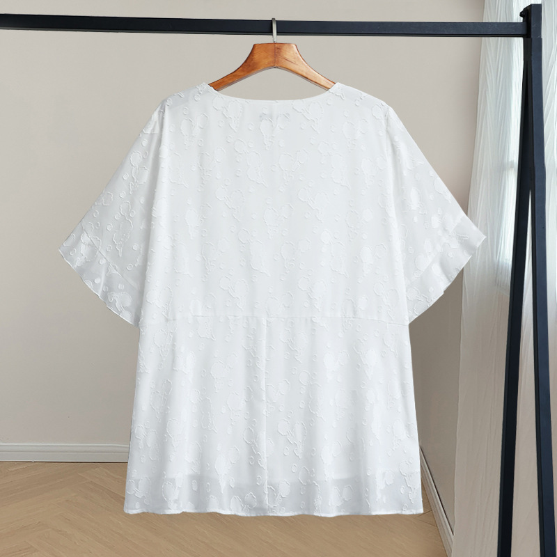 Plus Size Tectured Floral Babydoll Blouse (Extra Big Size)