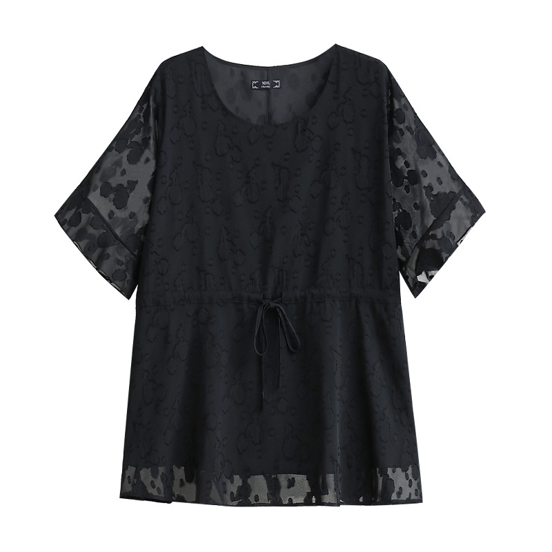 Plus Size Tectured Floral Babydoll Blouse (Extra Big Size)