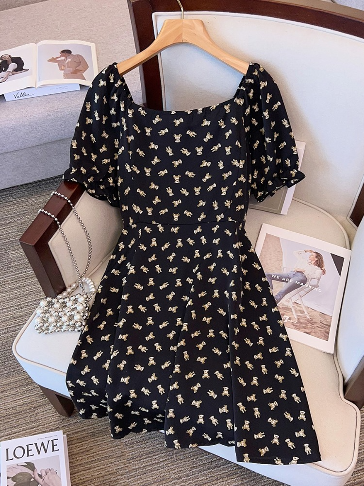 Plus Size Teddy Bear Square Neck Dress