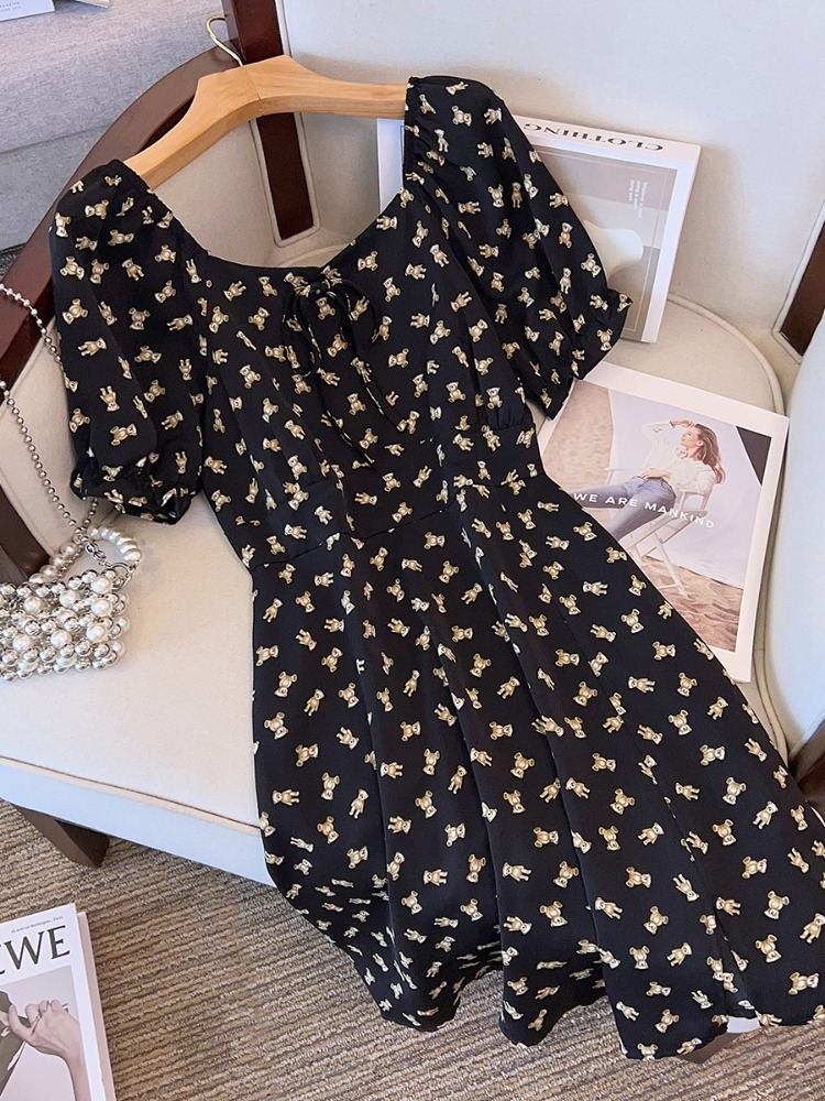 Plus Size Teddy Bear Square Neck Dress