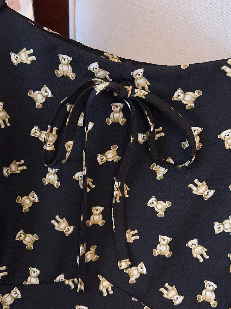 Plus Size Teddy Bear Square Neck Dress