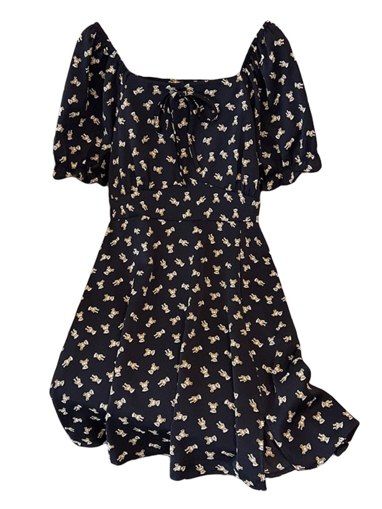 Plus Size Teddy Bear Square Neck Dress