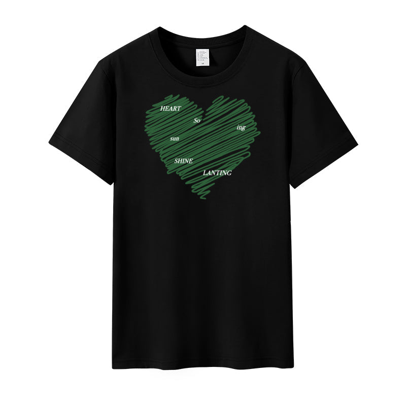 Plus Size Cotton Heart Graphic T Shirt