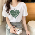 Plus Size Cotton Heart Graphic T Shirt