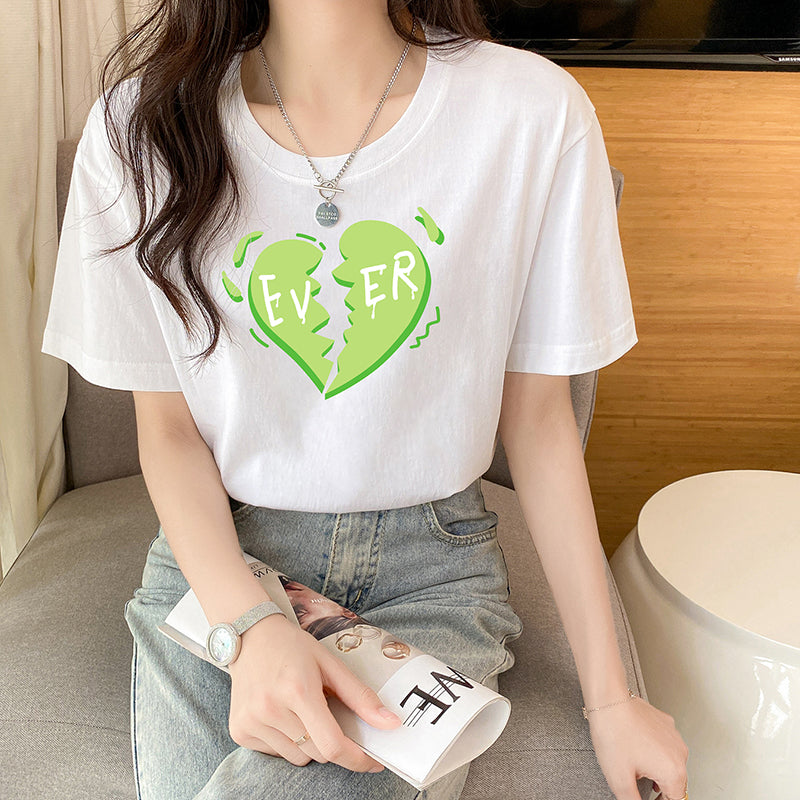 Plus Size Cotton Heart Graphic T Shirt