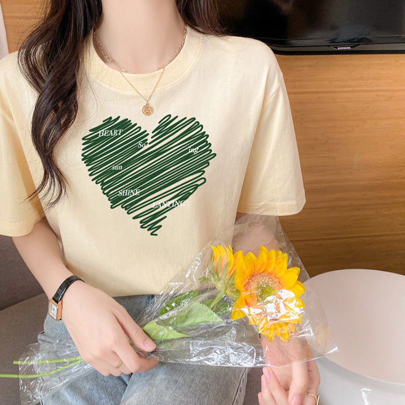 Plus Size Cotton Heart Graphic T Shirt