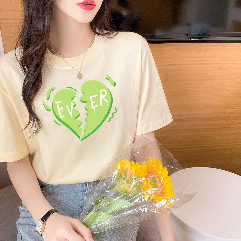 Plus Size Cotton Heart Graphic T Shirt