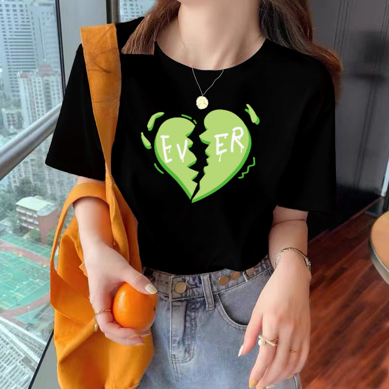 Plus Size Cotton Heart Graphic T Shirt