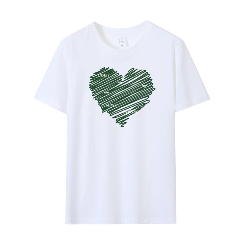 Plus Size Cotton Heart Graphic T Shirt