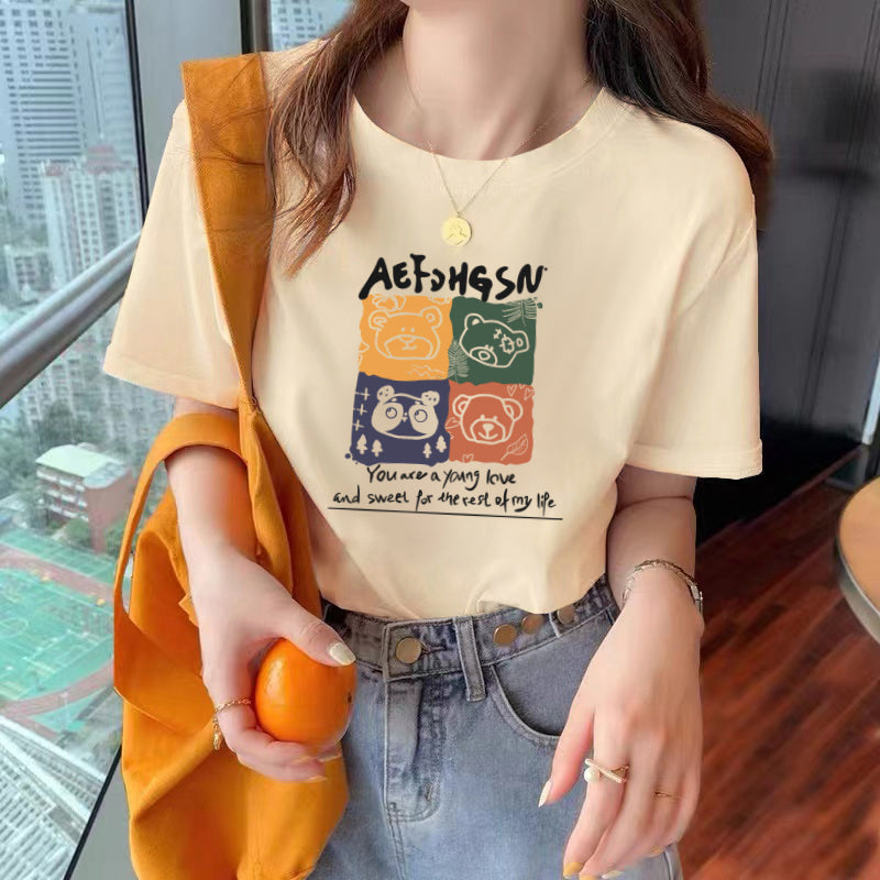 Plus Size Korean Bear Graphic T Shirt