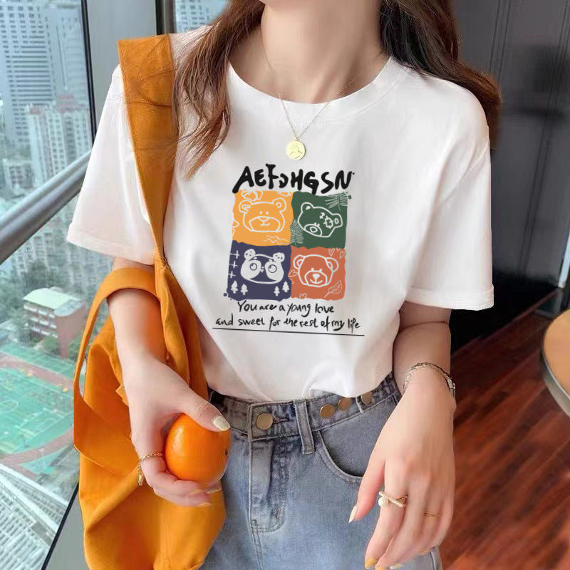 Plus Size Korean Bear Graphic T Shirt