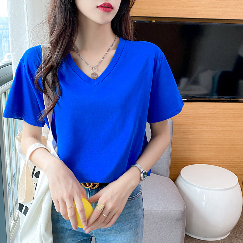 Plus Size Cotton Basic V Neck Tee