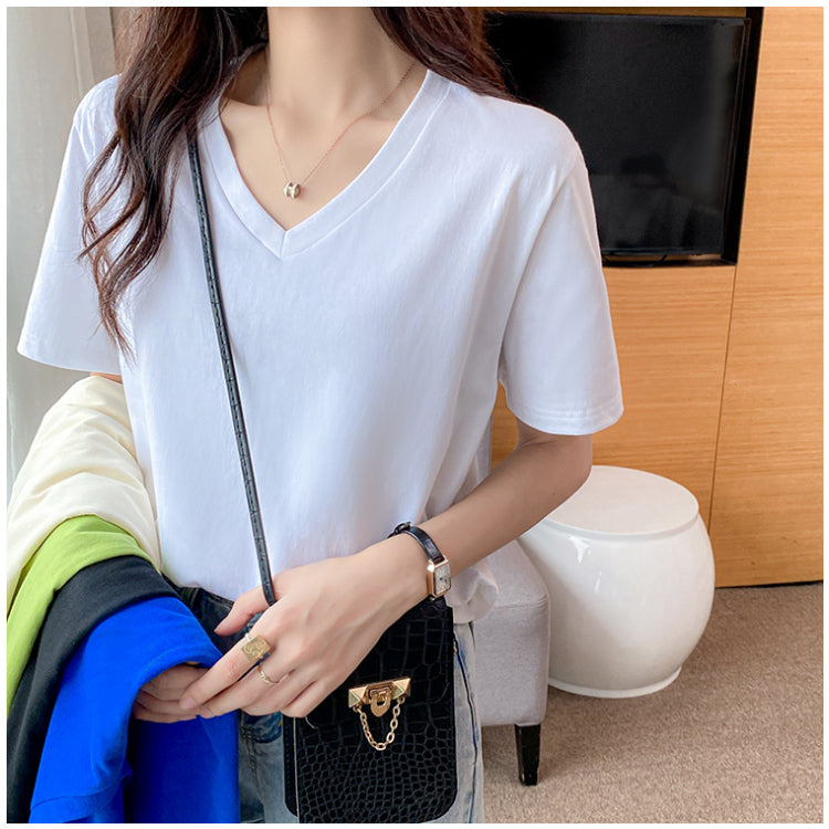 Plus Size Cotton Basic V Neck Tee