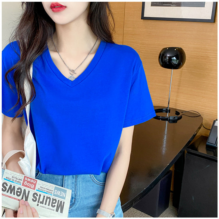 Plus Size Cotton Basic V Neck Tee