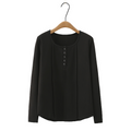 Plus Size Thick Ribbed Placket Long Sleeve Tee (Extra Big Size)
