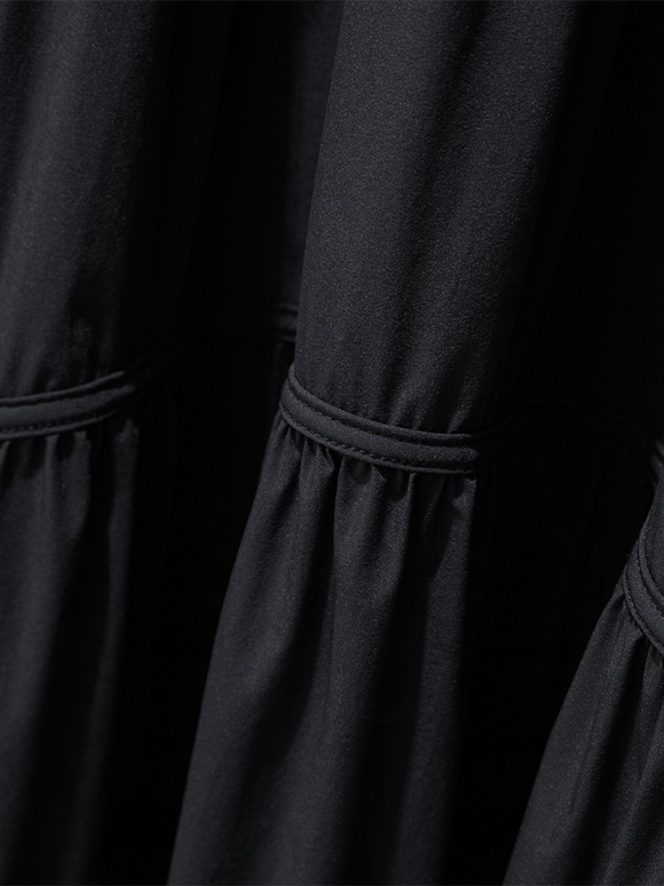 Plus Size Tier Black A Line Midi Skirt
