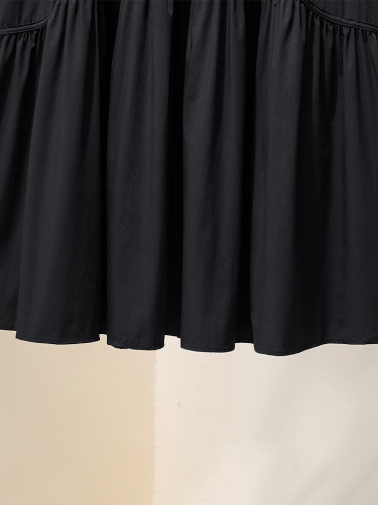 Plus Size Tier Black A Line Midi Skirt