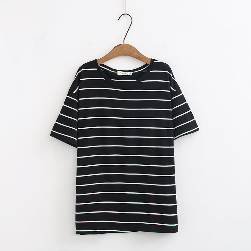 Plus Size Stripe Round Neck T Shirt (EXTRA BIG SIZE)