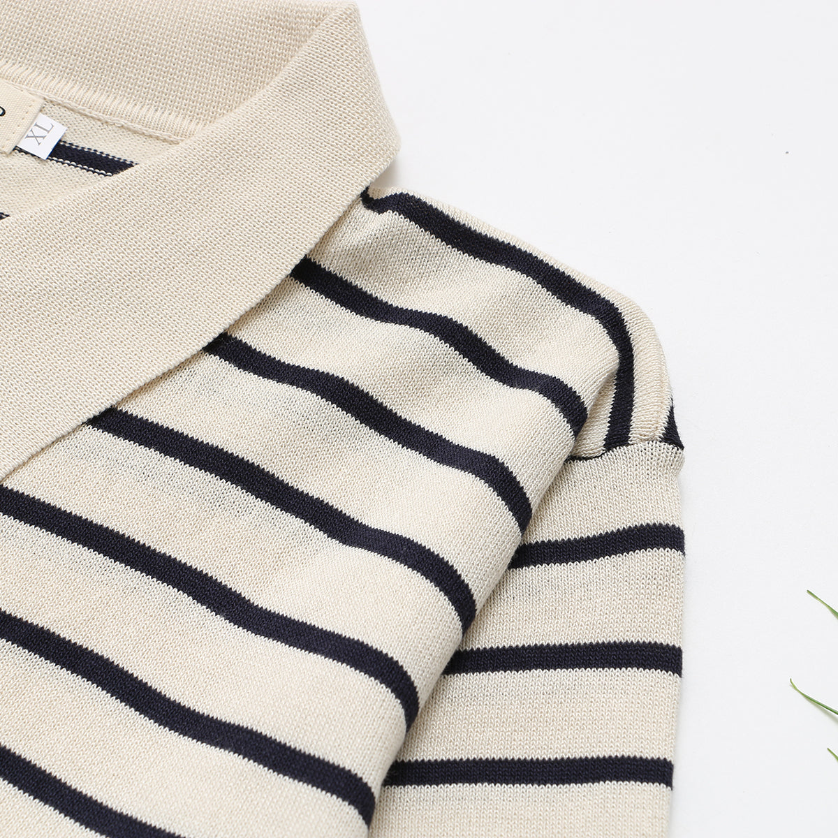 Plus Size Knit Stripe Polo T Shirt Blouse (EXTRA BIG SIZE)