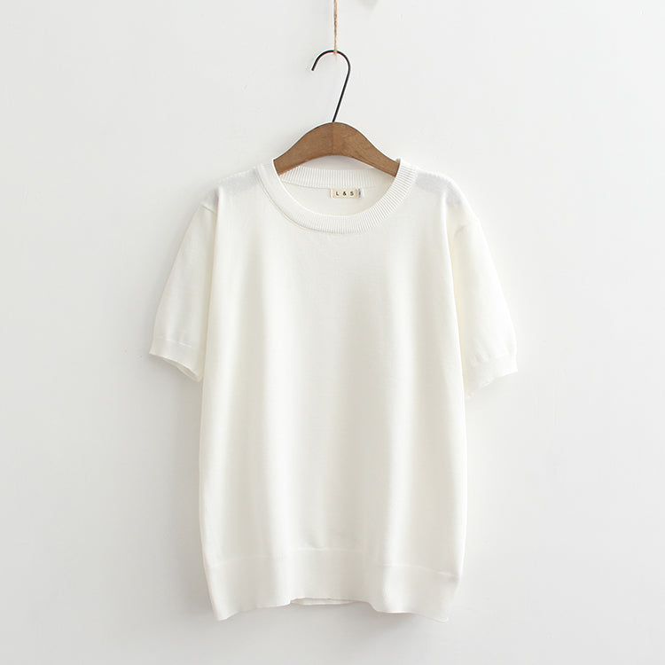 (Special Price!) Plus Size Knit Round Neck Blouse (EXTRA BIG SIZE)
