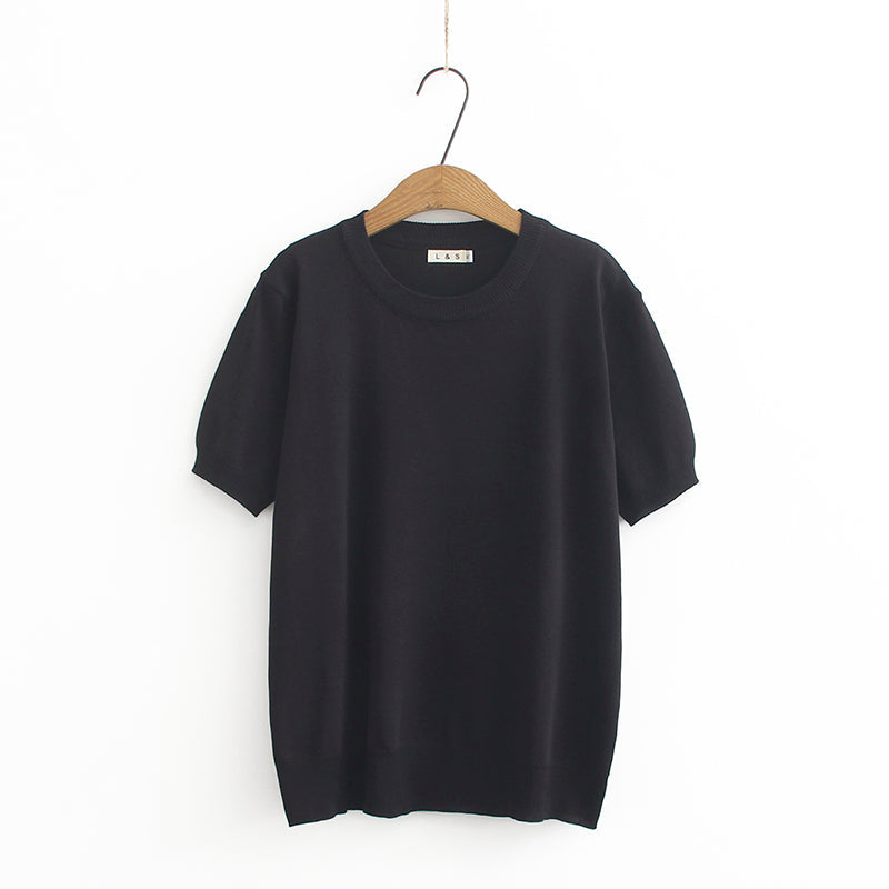 (Special Price!) Plus Size Knit Round Neck Blouse (EXTRA BIG SIZE)