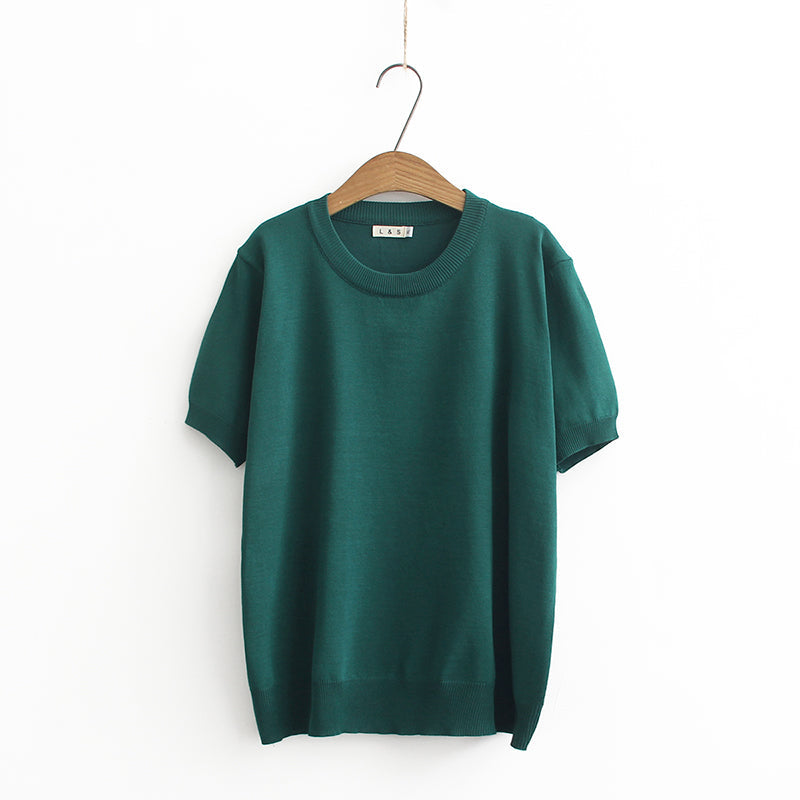 (Special Price!) Plus Size Knit Round Neck Blouse (EXTRA BIG SIZE)