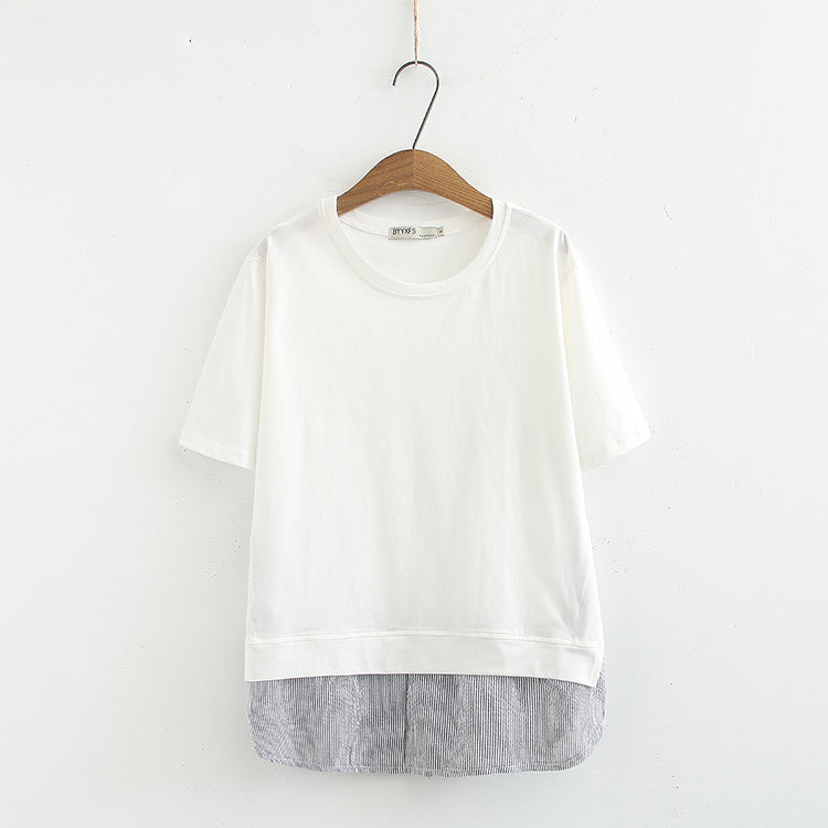 Plus Size Layer Short Sleeve Blouse (EXTRA BIG SIZE)