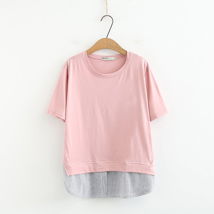 Plus Size Layer Short Sleeve Blouse (EXTRA BIG SIZE)