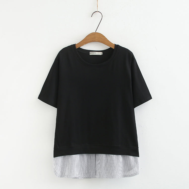 Plus Size Layer Short Sleeve Blouse (EXTRA BIG SIZE)