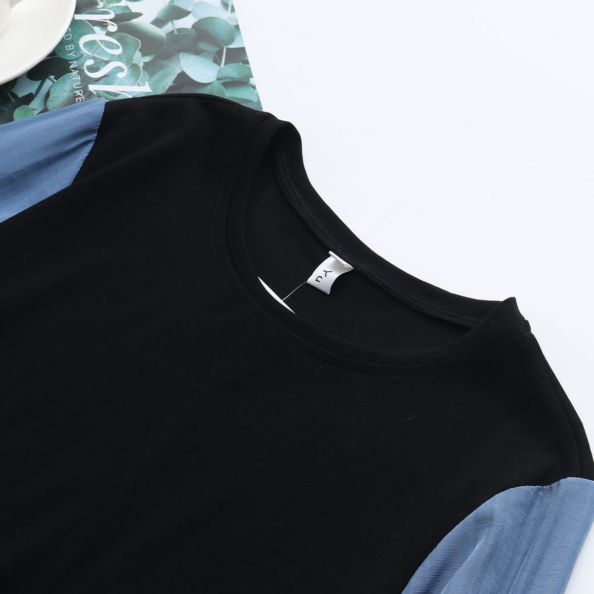 Plus Size Chiffon Layer Long Sleeve Top