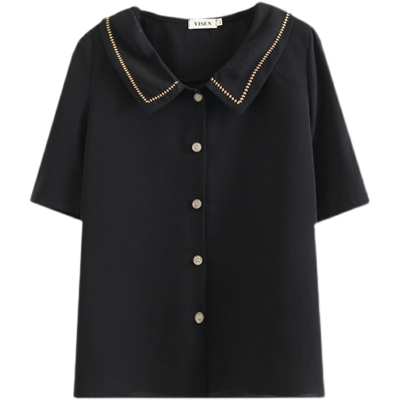 Plus Size Embroidery Collar Shirt Blouse (EXTRA BIG SIZE)