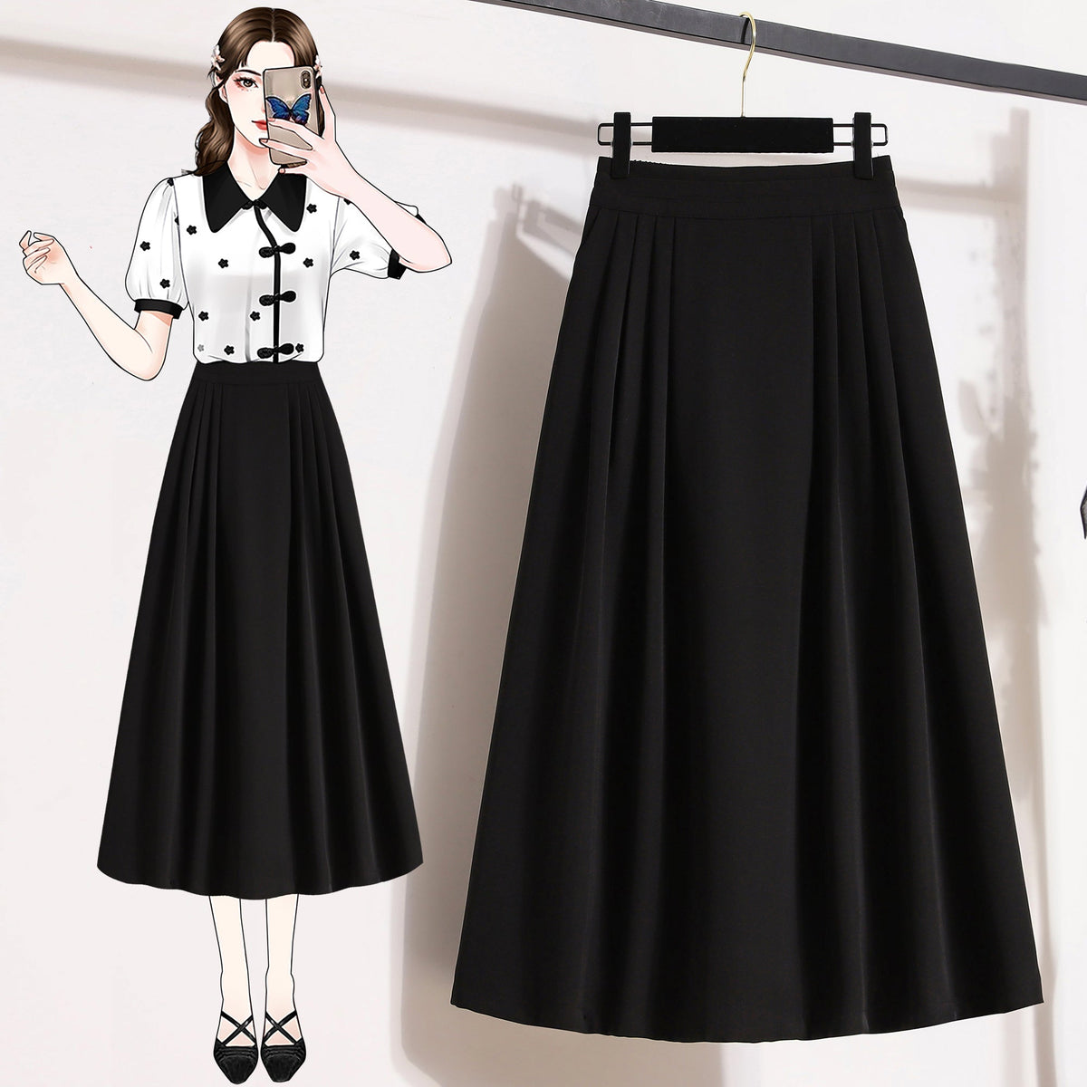 Plus Size Umbrella Pleat A Line Skirt