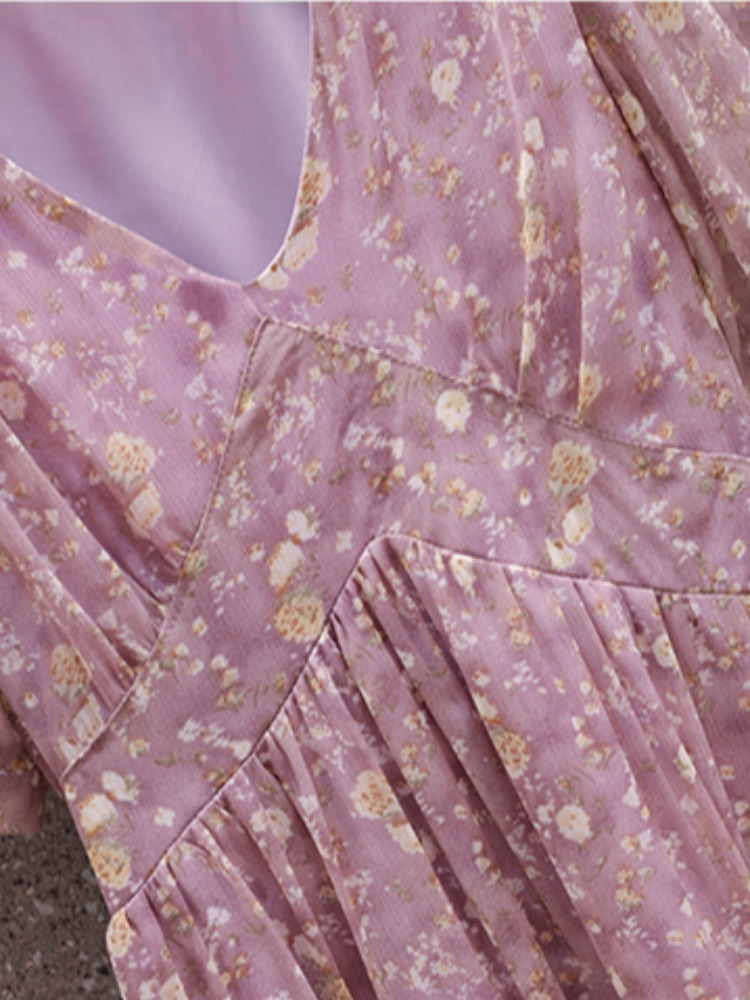 Plus Size V Neck Floral Korean Midi Dress