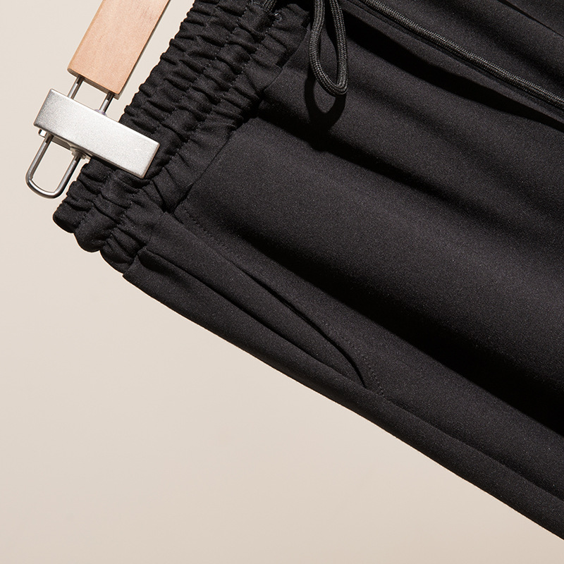 Plus Size Waist Tie Wide Leg Black Pants (EXTRA BIG SIZE)