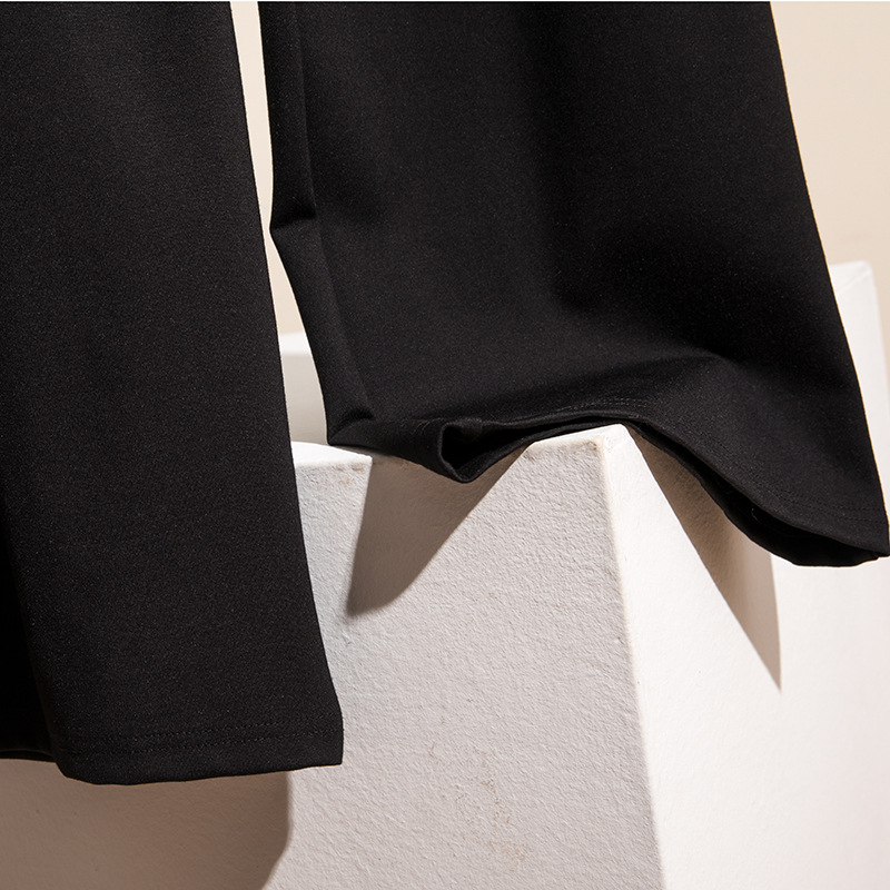 Plus Size Waist Tie Wide Leg Black Pants (EXTRA BIG SIZE)
