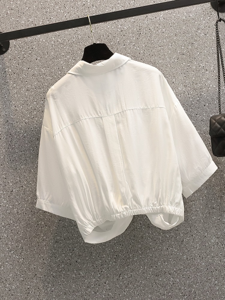 Plus Size White Twist Front Shirt Blouse