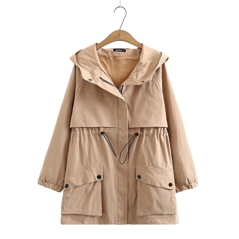 Plus Size Tunic Windbreaker Jacket