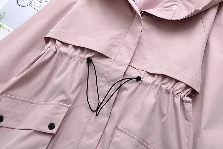 Plus Size Tunic Windbreaker Jacket