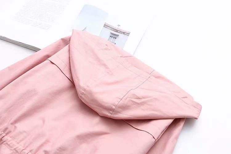 Plus Size Drawstring Windbreaker Jacket