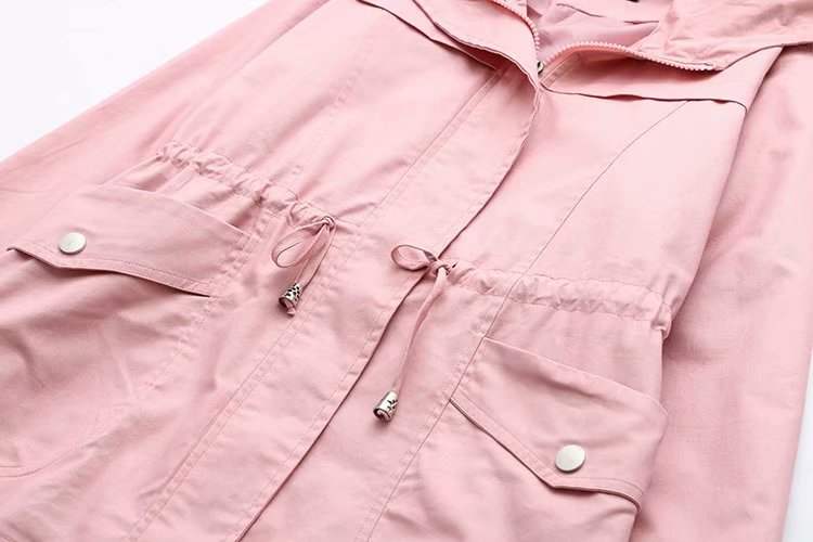 Plus Size Drawstring Windbreaker Jacket