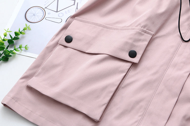 Plus Size Tunic Windbreaker Jacket