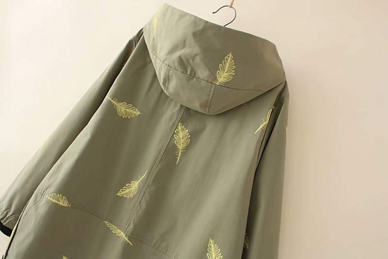 Plus Size Feather Windbreaker Jacket