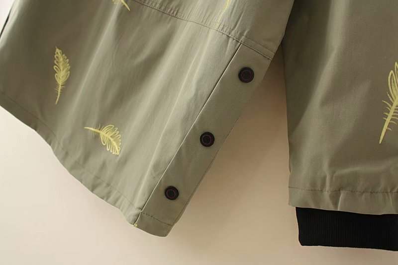 Plus Size Feather Windbreaker Jacket