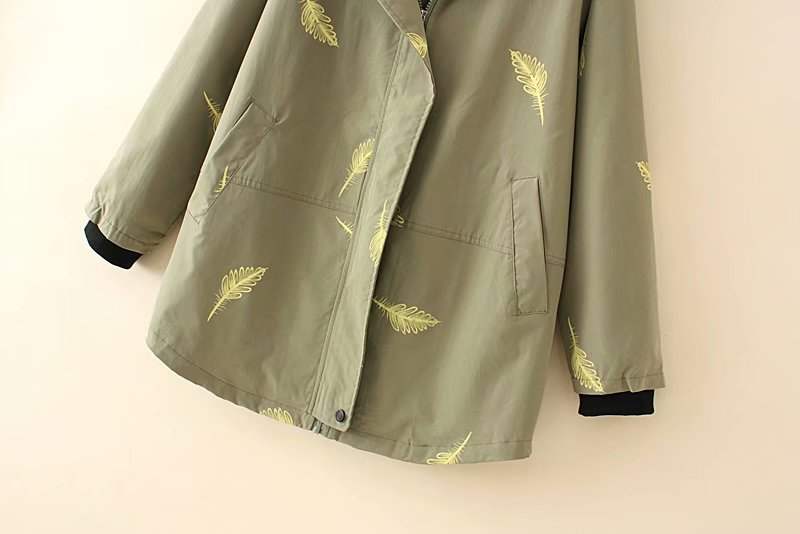 Plus Size Feather Windbreaker Jacket