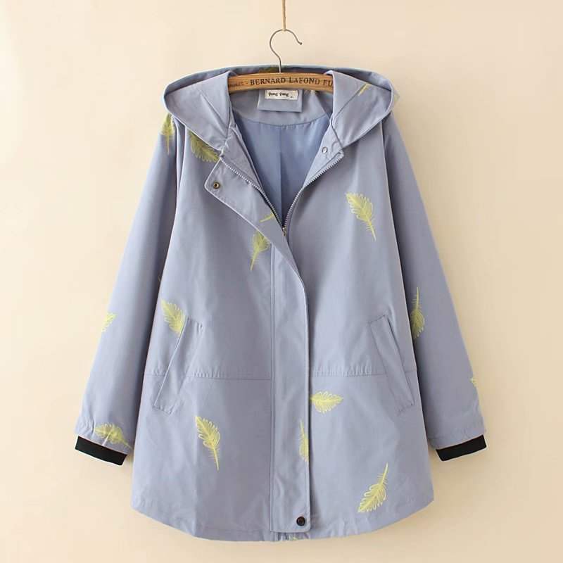 Plus Size Feather Windbreaker Jacket